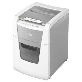Distrugator automat documente Leitz IQ  Small Office , 100 coli, P4, cross-cut (tip confeti), cos  34 litri, alb-gri, Leitz 