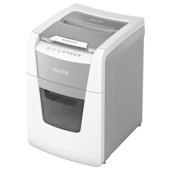 Distrugator automat documente Leitz IQ  Small Office , 100 coli, P5, micro-cut (tip particule), cos  34 litri, alb-gri, Leitz 