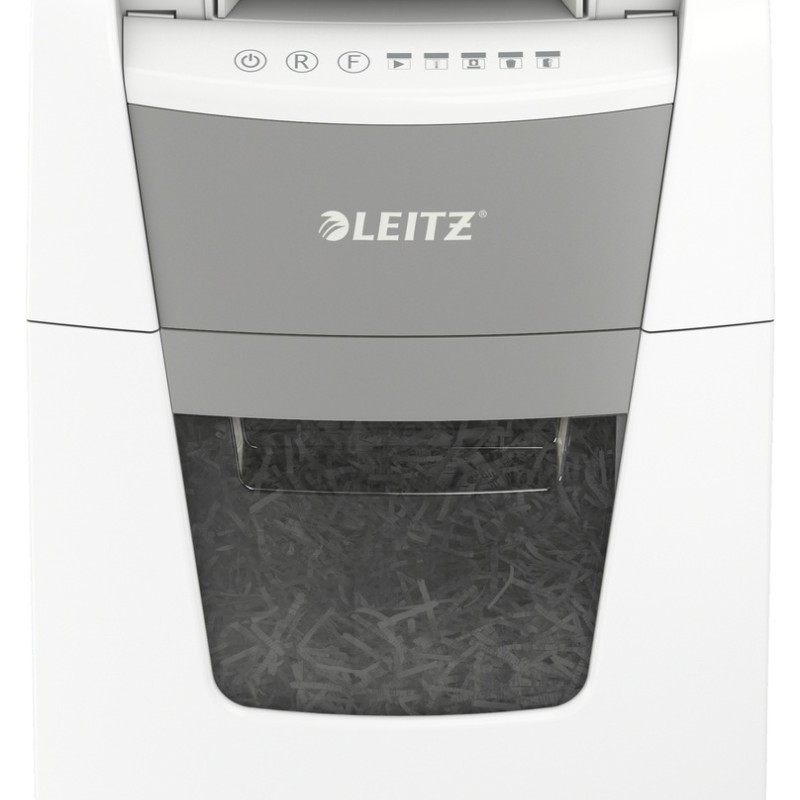 Distrugator automat documente Leitz IQ Office , 150 coli, P4, cross-cut (tip confeti), cos  44 litri, alb-gri, Leitz 