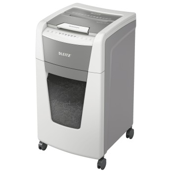 Distrugator automat documente Leitz IQ Office , 300 coli, P4, cross-cut (tip confeti), cos  60 litri, alb-gri, Leitz 