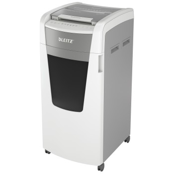 Distrugator automat documente Leitz IQ Office , 600 coli, P4, cross-cut (tip confeti), cos 110 litri, alb-gri, Leitz 