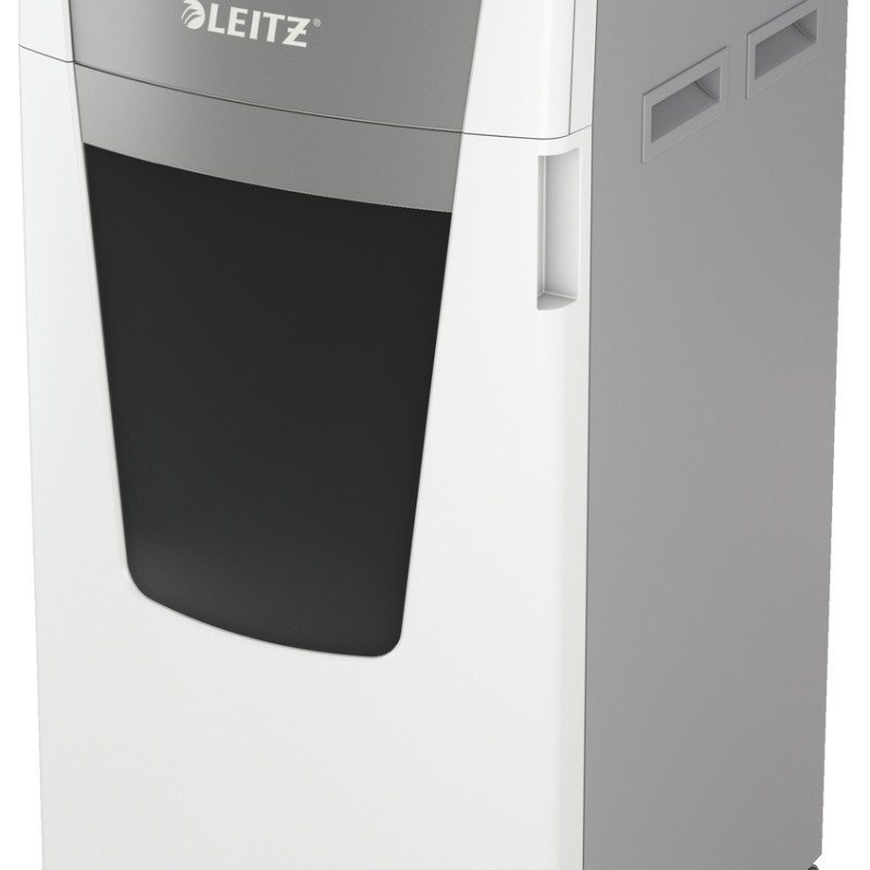Distrugator automat documente Leitz IQ Office , 600 coli, P4, cross-cut (tip confeti), cos 110 litri, alb-gri, Leitz 