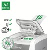 Distrugator automat documente Leitz IQ Office , 600 coli, P4, cross-cut (tip confeti), cos 110 litri, alb-gri, Leitz 
