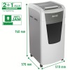 Distrugator automat documente Leitz IQ Office , 600 coli, P5, micro-cut (tip particule), cos 110 litri, alb-gri, Leitz 
