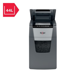 Distrugator automat documente Rexel OPTIMUM 130X , 130 coli, P4, cross-cut (tip confeti), cos  44 litri, negru-gri, 