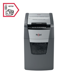Distrugator automat documente Rexel OPTIMUM 130X , 130 coli, P4, cross-cut (tip confeti), cos  44 litri, negru-gri, 