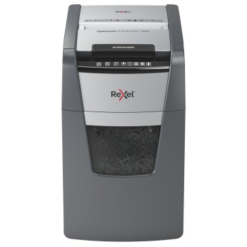 Distrugator automat documente Rexel OPTIMUM 130X , 130 coli, P4, cross-cut (tip confeti), cos  44 litri, negru-gri, 
