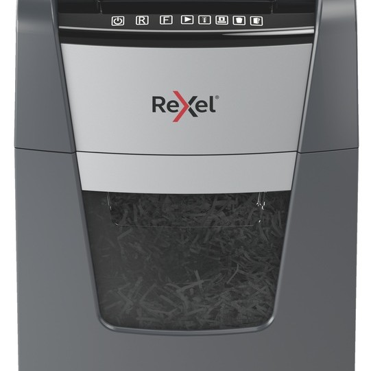 Distrugator automat documente Rexel OPTIMUM 130X , 130 coli, P4, cross-cut (tip confeti), cos  44 litri, negru-gri, 