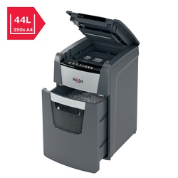 Distrugator automat documente Rexel OPTIMUM 130X , 130 coli, P4, cross-cut (tip confeti), cos  44 litri, negru-gri, 