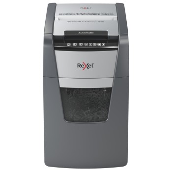 Distrugator automat documente Rexel OPTIMUM 150X , 150 coli, P4, cross-cut (tip confeti), cos  44 litri, negru-gri, 