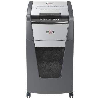 Distrugator automat documente Rexel OPTIMUM 225X , 225 coli, P4, cross-cut (tip confeti), cos  60 litri, negru-gri, 