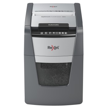 Distrugator automat documente Rexel OPTIMUM  90X ,  90 coli, P4, cross-cut (tip confeti), cos  34 litri, negru-gri, 
