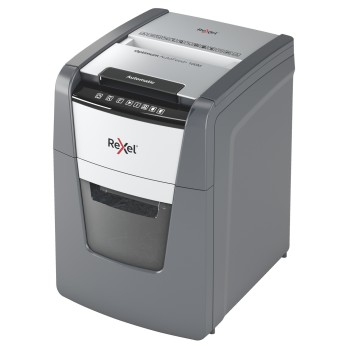 Distrugator automat documente Rexel OPTIMUM 100M , 100 coli, P5, micro-cut (tip particule), cos  34 litri, negru-gri, 