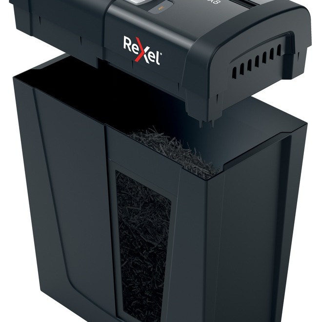 Distrugator manual documente Rexel SECURE   X8,   8 coli, P4, cross-cut (tip confeti), cos  14 litri, negru, 