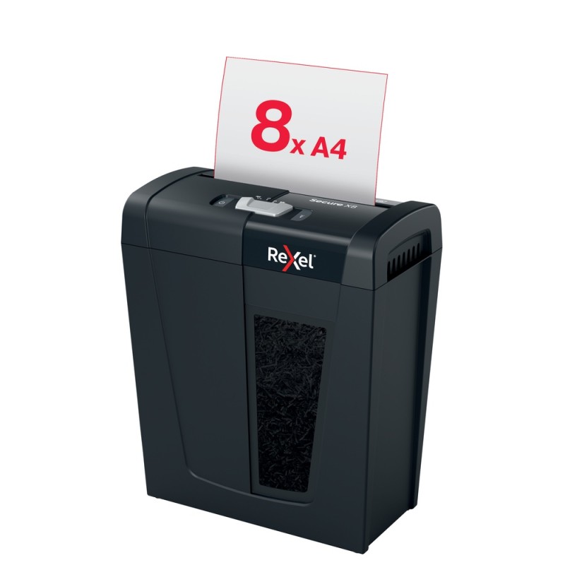 Distrugator manual documente Rexel SECURE   X8,   8 coli, P4, cross-cut (tip confeti), cos  14 litri, negru, 