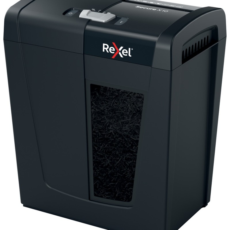 Distrugator manual documente Rexel SECURE  X10, 10 coli, P4, cross-cut (tip confeti), cos  18 litri, negru, 