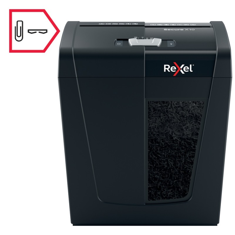 Distrugator manual documente Rexel SECURE  X10, 10 coli, P4, cross-cut (tip confeti), cos  18 litri, negru, 