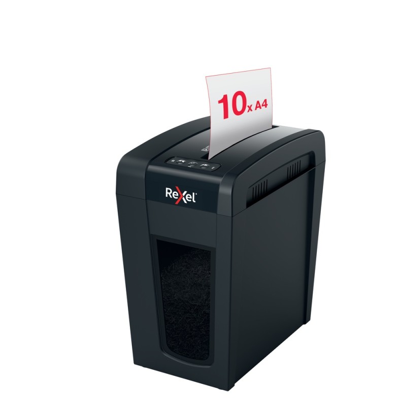 Distrugator manual documente Rexel SECURE  X10 Slim, 10 coli, P4, cross-cut (tip confeti), cos  18 litri, negru, 