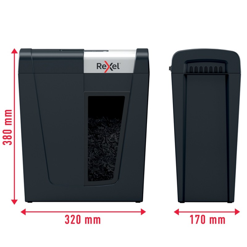 Distrugator manual documente Rexel SECURE MC4,  4 coli, P5, micro-cut (tip particule), cos  14 litri, negru-argintiu, 