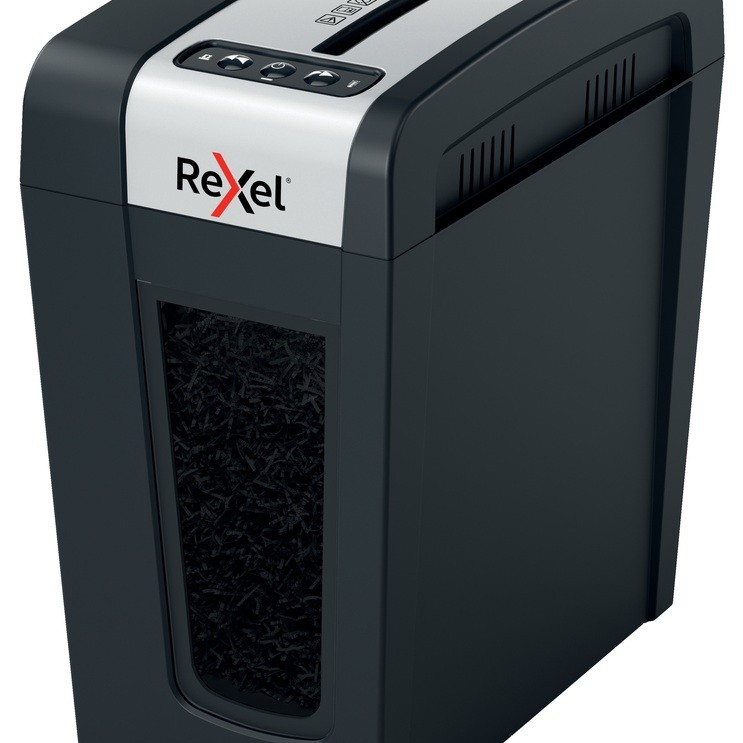 Distrugator manual documente Rexel SECURE MC4 Slim,  4 coli, P5, micro-cut (tip particule), cos  14 litri, negru-argintiu, 