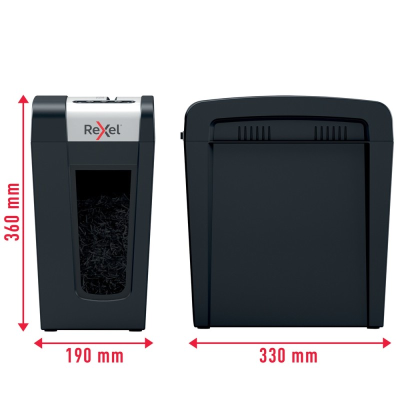 Distrugator manual documente Rexel SECURE MC4 Slim,  4 coli, P5, micro-cut (tip particule), cos  14 litri, negru-argintiu, 