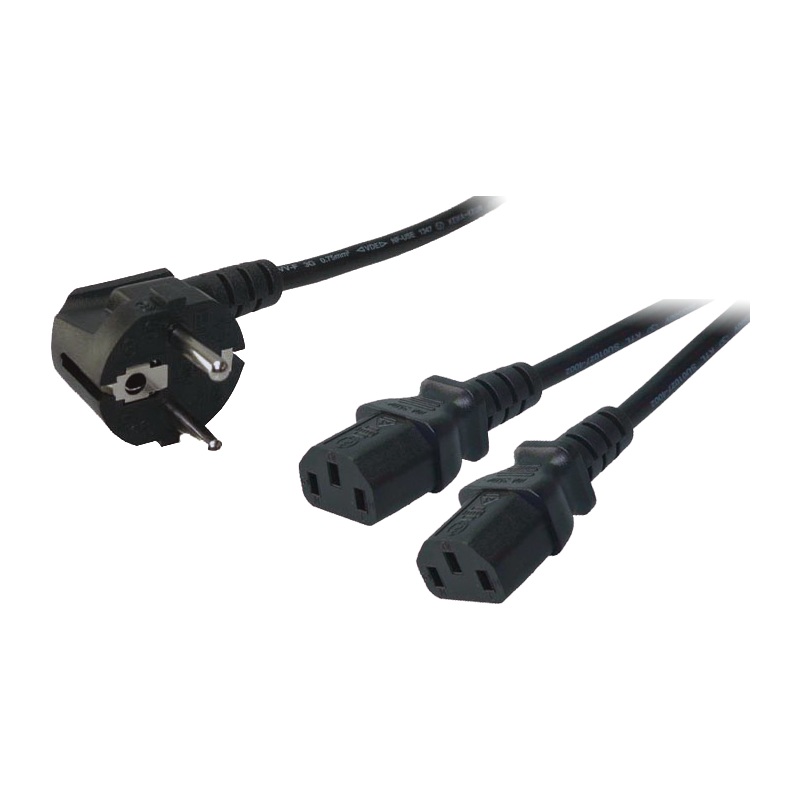 CABLU alimentare LOGILINK 1.7m, intrare Schuko, iesire 2 x C13, 10A, testat VDE, black, 