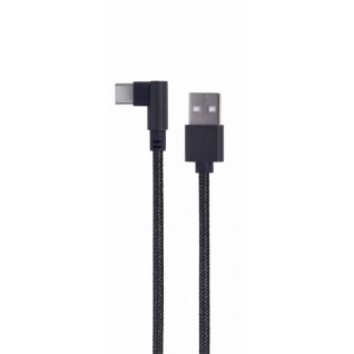 CABLU alimentare si date GEMBIRD, pt. smartphone, USB 2.0 (T) la USB 2.0 Type-C (T) 90 grade, 0.2m, negru, 