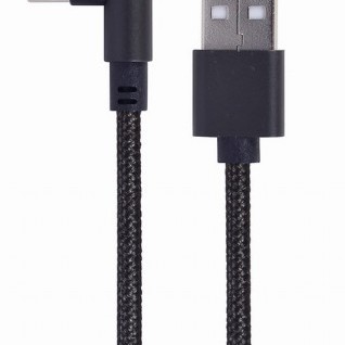 CABLU alimentare si date GEMBIRD, pt. smartphone, USB 2.0 (T) la USB 2.0 Type-C (T) 90 grade, 0.2m, negru, 