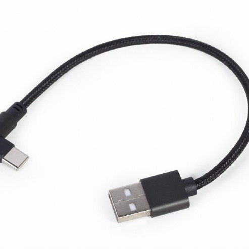 CABLU alimentare si date GEMBIRD, pt. smartphone, USB 2.0 (T) la USB 2.0 Type-C (T) 90 grade, 0.2m, negru, 