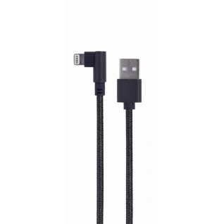 CABLU alimentare si date GEMBIRD, pt. smartphone, USB 2.0 (T) la Lightning (T) 90 grade, 0.2m, negru, 