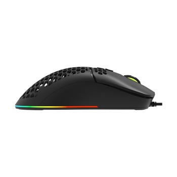 MOUSE DELUX, gaming, cu fir, USB, optic, 7200 dpi, butoane/scroll 7/1, RGB light, cablu braided, negru, 
