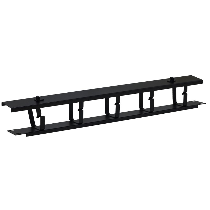 PANOU gestionare cabluri SPACER, tip masca orizontala cu capac, 5 console metalice, 19 inch, 1U, negru, 