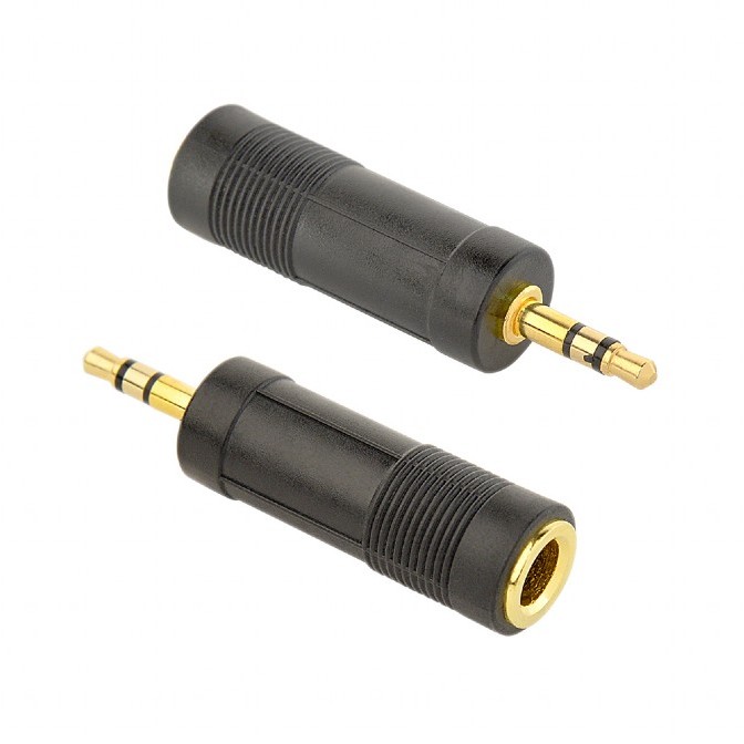 ADAPTOR audio GEMBIRD stereo (1 x 6.35 mm jack M la 1 x 3.5 mm jack T), negru, 