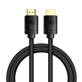 CABLU video Baseus High Definition, HDMI(T) la HDMI(T), versiunea 2.1, rezolutie maxima 8K UHD (7680 x 4320) la 60 Hz, conectori auriti, 1m, negru 