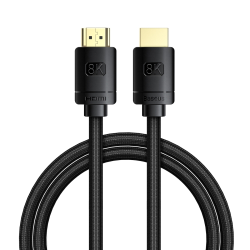 CABLU video Baseus High Definition, HDMI(T) la HDMI(T), versiunea 2.1, rezolutie maxima 8K UHD (7680 x 4320) la 60 Hz, conectori auriti, 1m, negru 