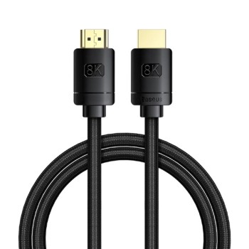 CABLU video Baseus High Definition, HDMI (T) la HDMI (T), versiunea 2.1, rezolutie maxima 8K UHD (7680 x 4320) la 60 Hz, conectori auriti, 2m, negru 