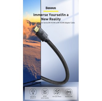 CABLU video Baseus High Definition, HDMI (T) la HDMI (T), versiunea 2.1, rezolutie maxima 8K UHD (7680 x 4320) la 60 Hz, conectori auriti, 2m, negru 