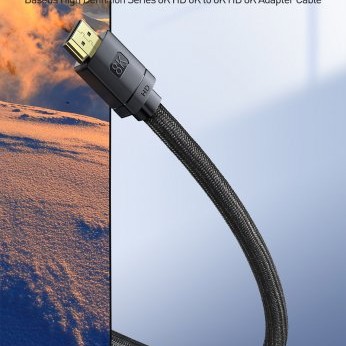 CABLU video Baseus High Definition, HDMI (T) la HDMI (T), versiunea 2.1, rezolutie maxima 8K UHD (7680 x 4320) la 60 Hz, conectori auriti, 2m, negru 