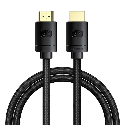 CABLU video Baseus High Definition, HDMI(T) la HDMI(T), versiunea 2.1, rezolutie maxima 8K UHD (7680 x 4320) la 60 Hz, conectori auriti, 3m, negru 
