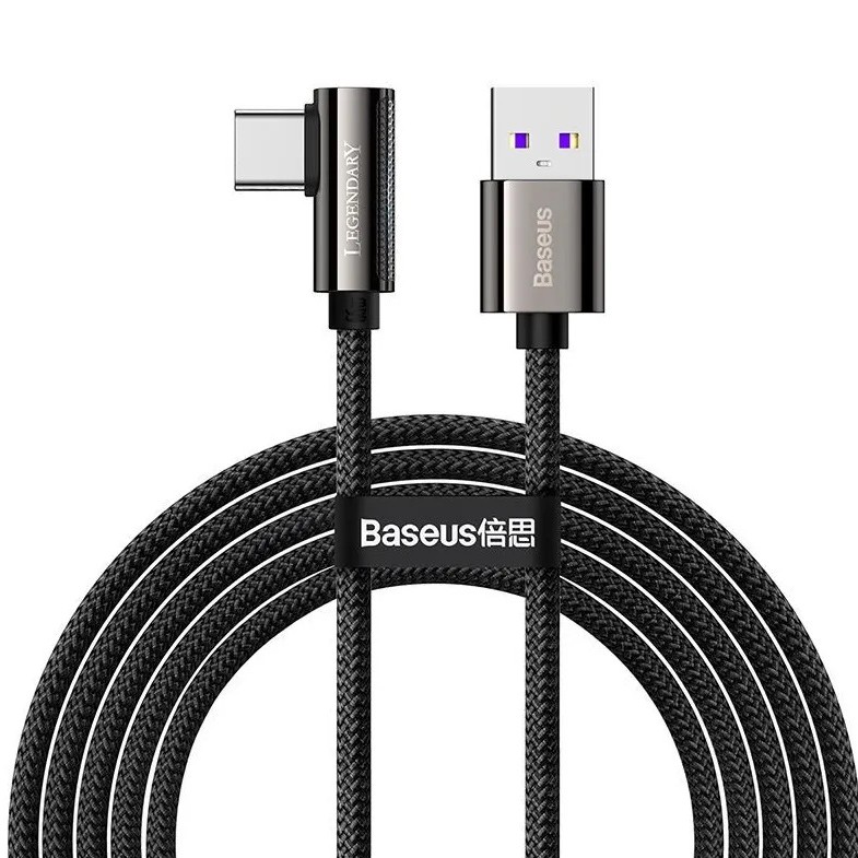 CABLU alimentare si date Baseus Legend Elbow, Fast Charging Data Cable pt. smartphone, USB la USB Type-C 66W, braided, 2m, negru 