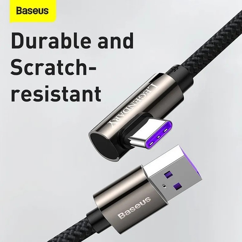 CABLU alimentare si date Baseus Legend Elbow, Fast Charging Data Cable pt. smartphone, USB la USB Type-C 66W, braided, 2m, negru 