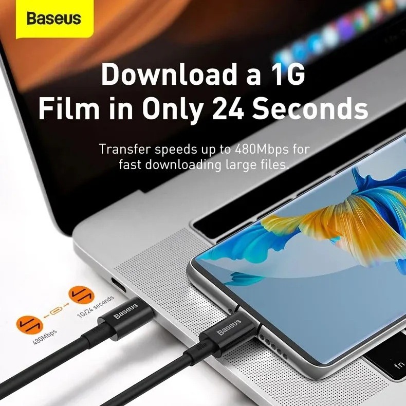 CABLU alimentare si date Baseus Superior, Fast Charging Data Cable pt. smartphone, USB Type-C la USB Type-C 100W, 2m, alb 