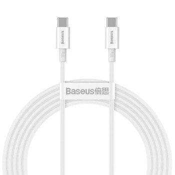 CABLU alimentare si date Baseus Superior, Fast Charging Data Cable pt. smartphone, USB Type-C la USB Type-C 100W, 2m, alb 