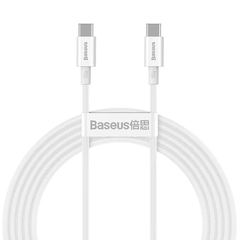 CABLU alimentare si date Baseus Superior, Fast Charging Data Cable pt. smartphone, USB Type-C la USB Type-C 100W, 2m, alb 