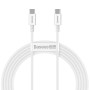 CABLU alimentare si date Baseus Superior, Fast Charging Data Cable pt. smartphone, USB Type-C la USB Type-C 100W, 2m, alb 