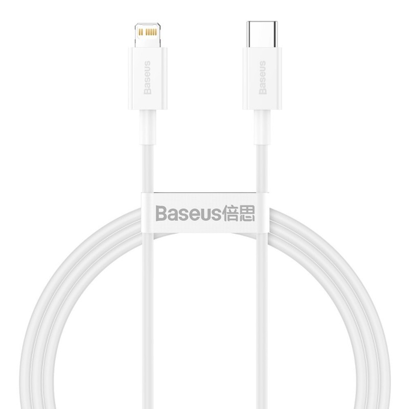CABLU alimentare si date Baseus Superior, Fast Charging Data Cable pt. smartphone, USB Type-C la Lightning Iphone PD 20W, 1m, alb 