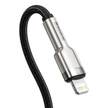 CABLU alimentare si date Baseus Cafule Metal, Fast Charging Data Cable pt. smartphone, USB Type-C la Lightning Iphone PD 20W, braided, 0.25m, negru 