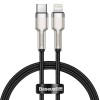 CABLU alimentare si date Baseus Cafule Metal, Fast Charging Data Cable pt. smartphone, USB Type-C la Lightning Iphone PD 20W, braided, 0.25m, negru 