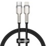 CABLU alimentare si date Baseus Cafule Metal, Fast Charging Data Cable pt. smartphone, USB Type-C la Lightning Iphone PD 20W, braided, 0.25m, negru 