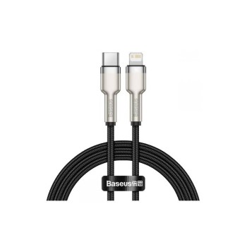 CABLU alimentare si date Baseus Cafule Metal, Fast Charging Data Cable pt. smartphone, USB Type-C la Lightning Iphone PD 20W, braided, 2m, negru 